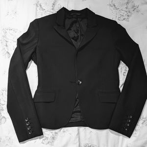 Express One Button Notched Collar Black Blazer